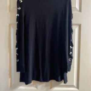 Spense Black Long Sleeve Dress with Grommet Accents